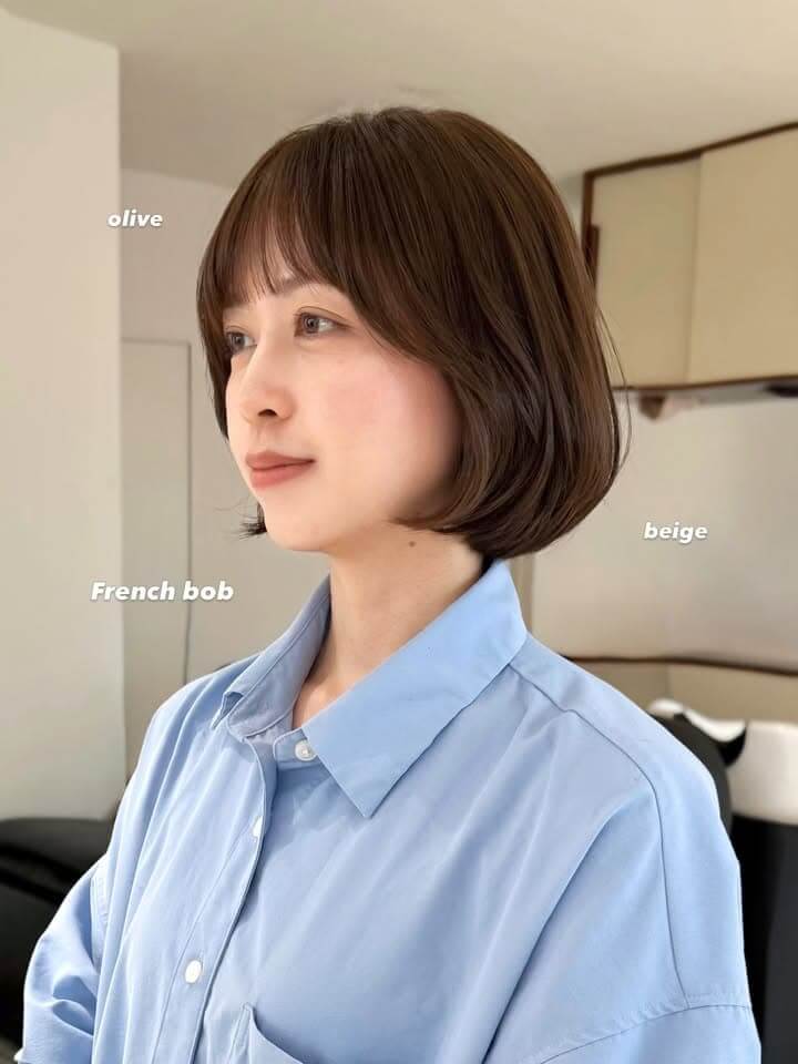 40代若返り前髪ありフレンチボブの髪型 40代若返り前髪ありフレンチボブの髪型