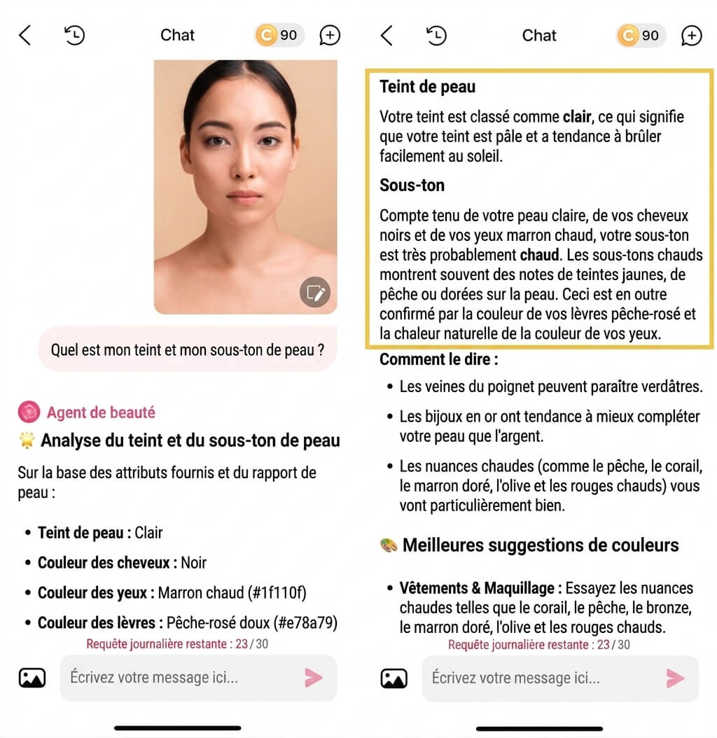 Trouver ton de peau : agent beauté IA