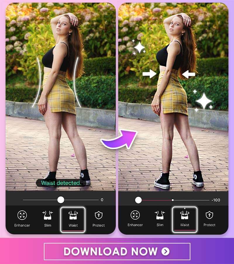 Slim waist photo editor Edit your waist in photo with a waist filter