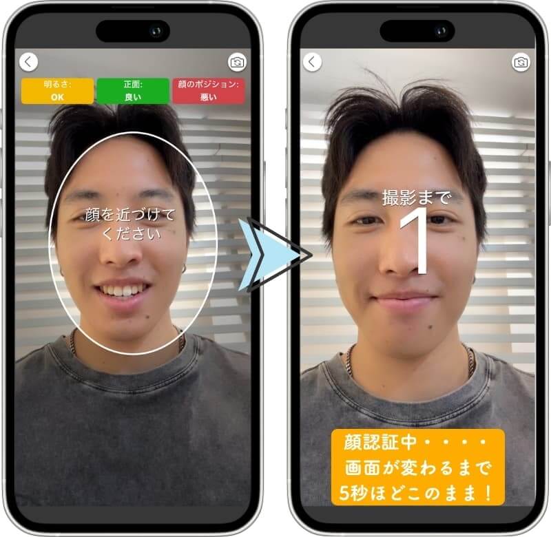 肌診断カメラで顔写真を撮影する