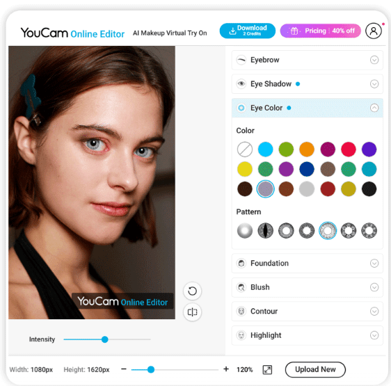 เปลี่ยนสีตาในรูปออนไลน์ด้วย YouCam Online Editor