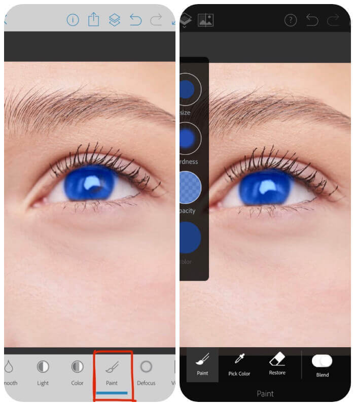 แอปเปลี่ยนสีตา: Adobe Photoshop Fix