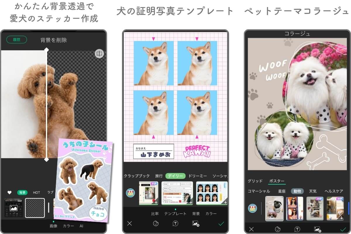 無料アプリユーカム（YouCam Perfect）でできる犬写真加工