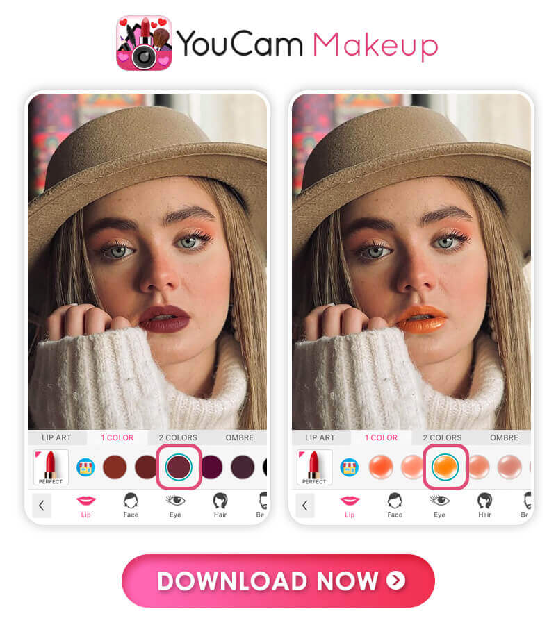 แอปฟิลเตอร์สีปากที่ดีที่สุด: YouCam Makeup เปลี่ยนสีปากในรูปด้วยตัวเลือกสีลิปสติกกว่า 90 สีด้วยแอป YouCam Makeup ฟรี
