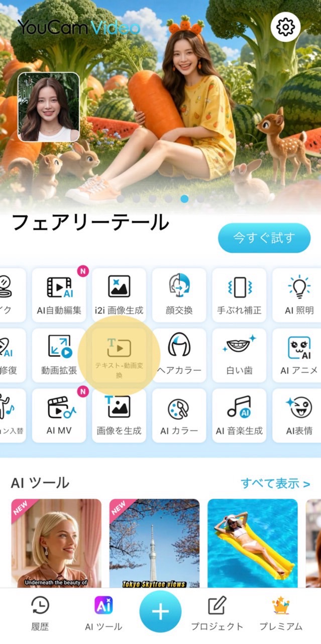 YouCam Videoを開く