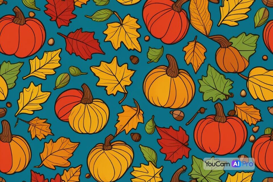 Herbstbilder für WhatsApp erstellen: Comic-Muster Ein kreatives Herbstbild für WhatsApp: Ein herbstliches Muster im Comic-Stil.