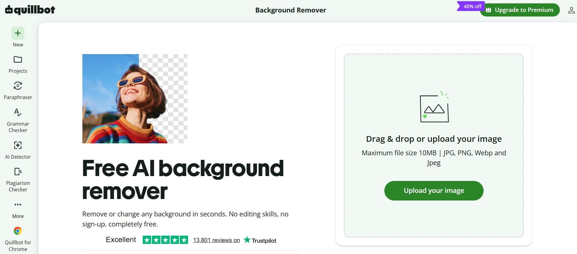 QuillBot: AI Background Remover for Content Creation Workflows