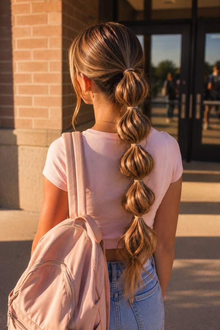 Bubble Ponytail als kreative Frisur für Mädchen
