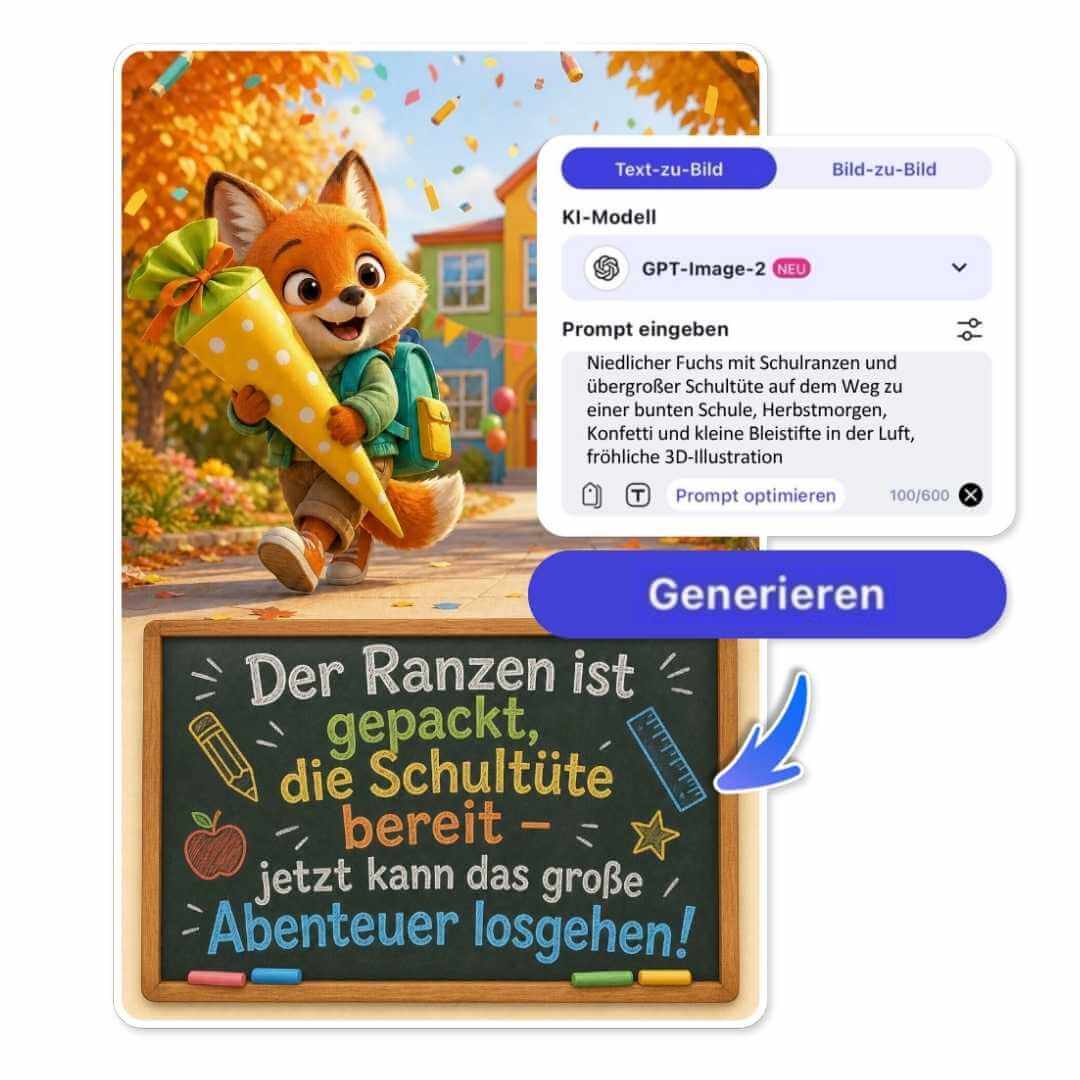 Tutorial, wie man mit YouCam AI Pro Grüße zum Schulanfang erstellt.