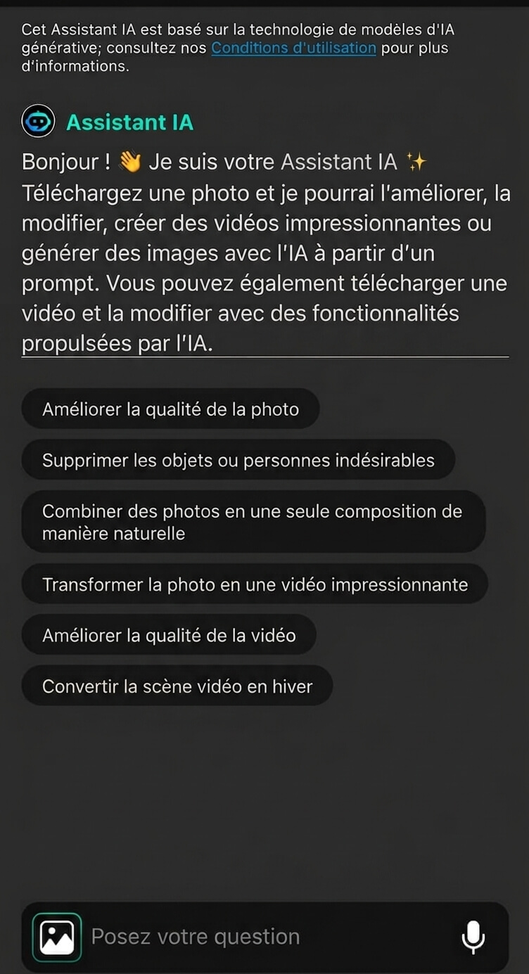 Prompt de gem strass écrit dans le chat de l’Assistant IA de YouCam Perfect