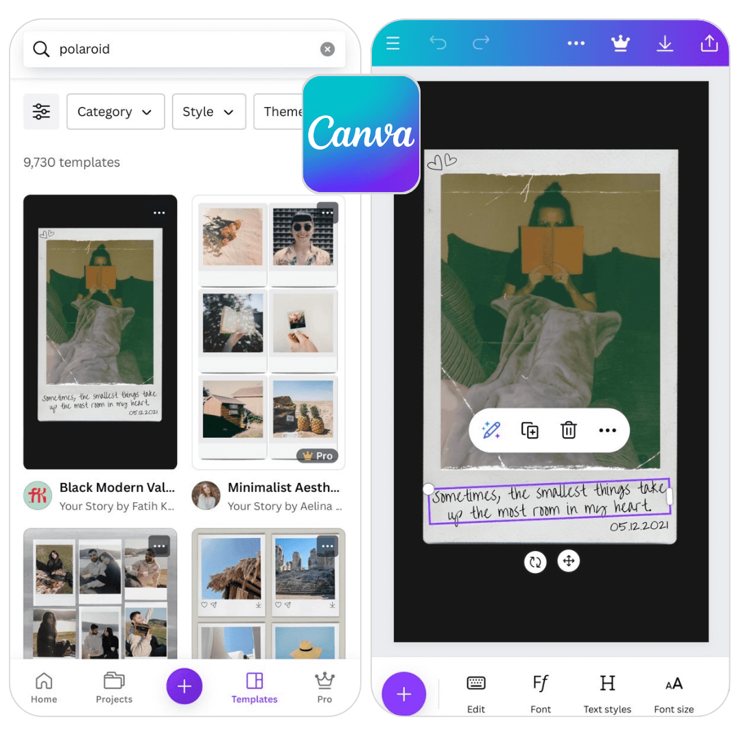 Polaroid App: Canva Polaroid Filter App: Canva