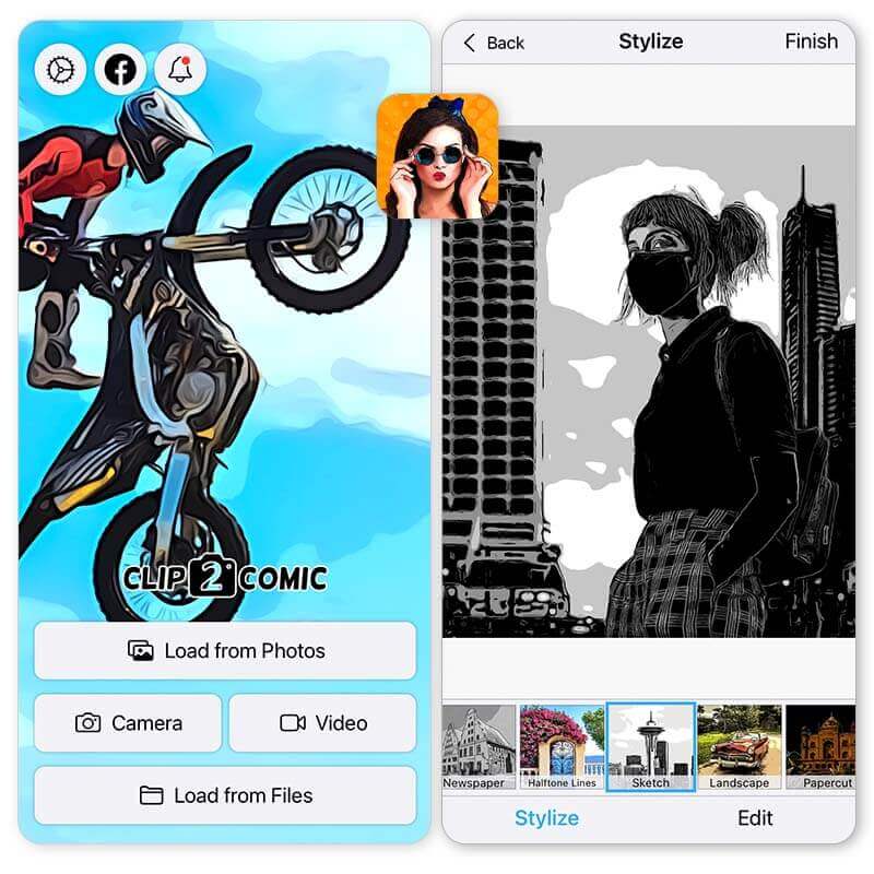 Photo to sketch app:Clip2Comic Photo to sketch app:Clip2Comic