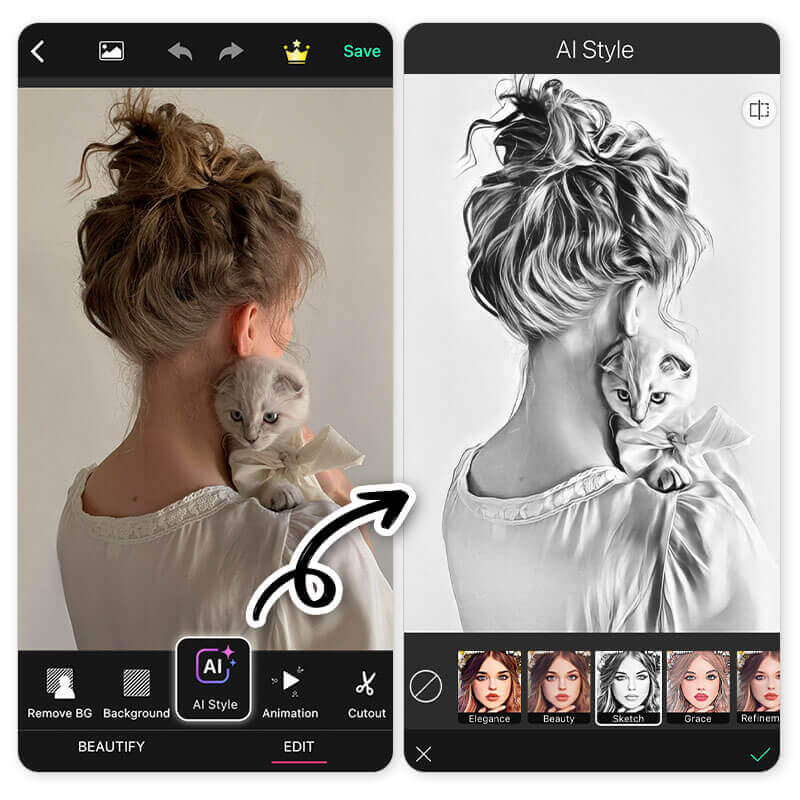 YouCam Perfect - Best Free Photo-to-Sketch App YouCam Perfect - Best Free Photo-to-Sketch App