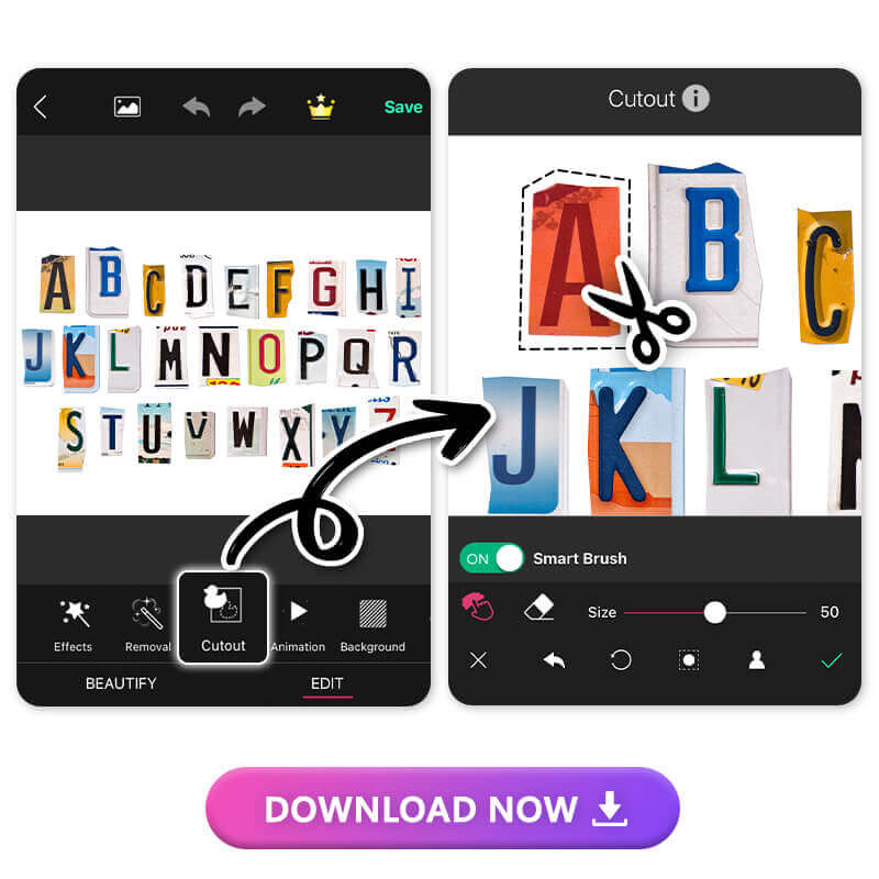 cut out the sticker Go to Photo Edit and cutout the section you want for your sticker
