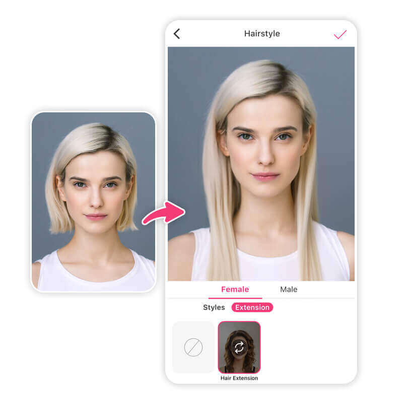 Try an ai extension filter on your photo with the youcam makeup app