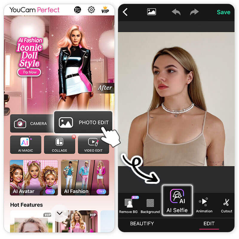 YouCam Perfect: AI portrait generator YouCam Perfect: Navigate To AI Selfie For AI Portraits