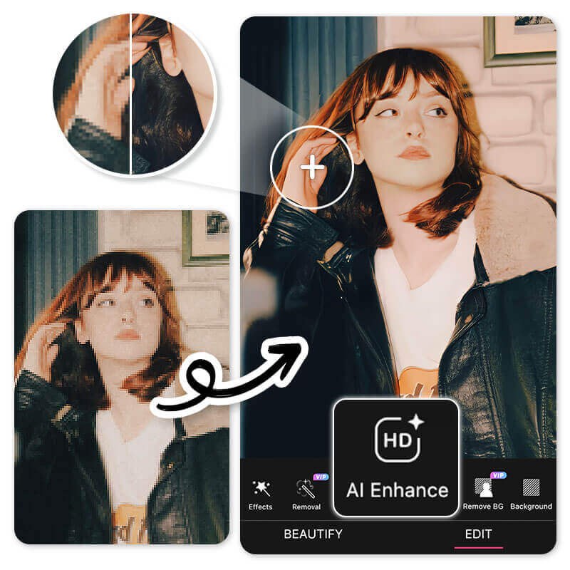 Enhance image quality with AI on the photo enhancer app
