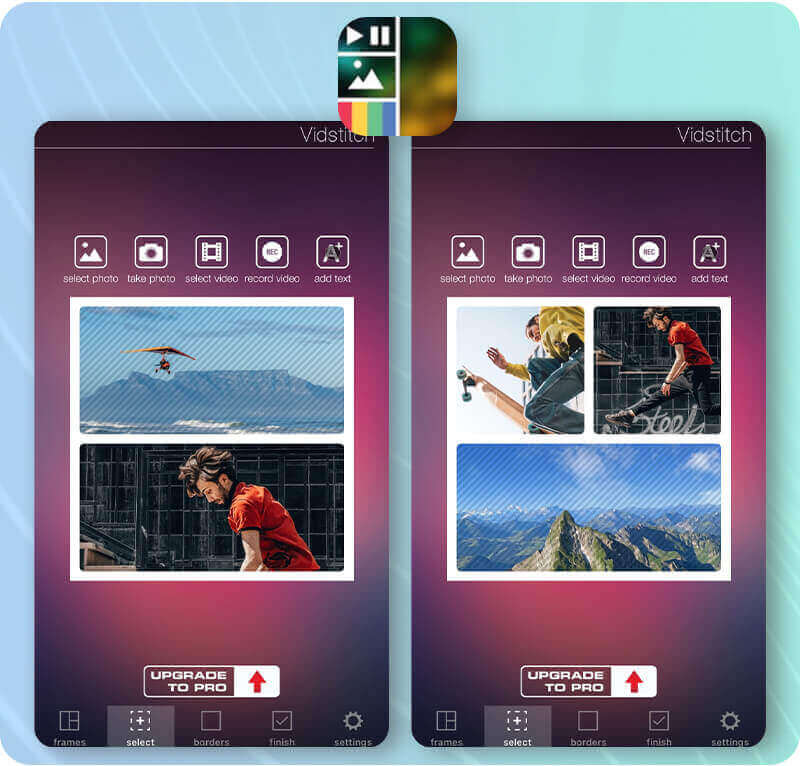 Vidstitch GIF and Video Collage Maker App Vidstitch - an app for creating video collages and animated GIFs.