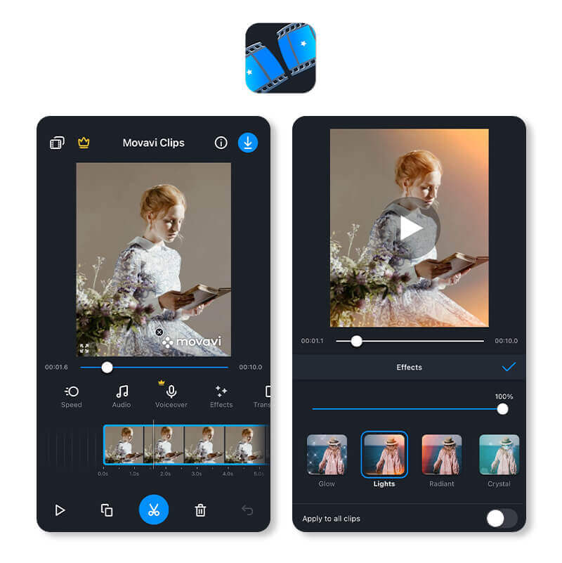 Video Color Grading App 3. Movavi Clips: video color grading Video Color Grading App 3. Movavi Clips: video color grading