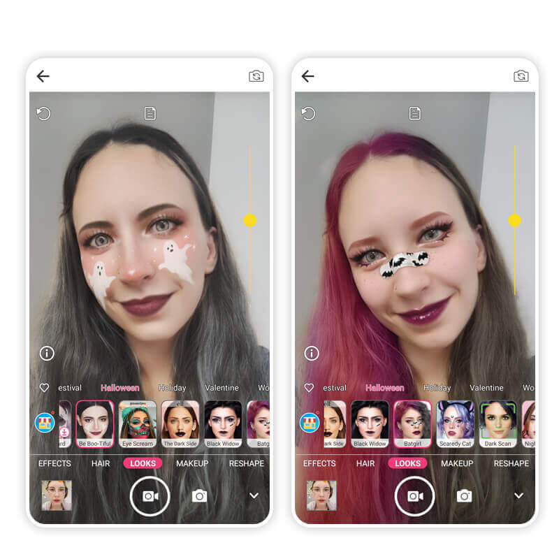 Selfies com os estilos Boo-Nita e Bat Girl para o Dia das Bruxas.