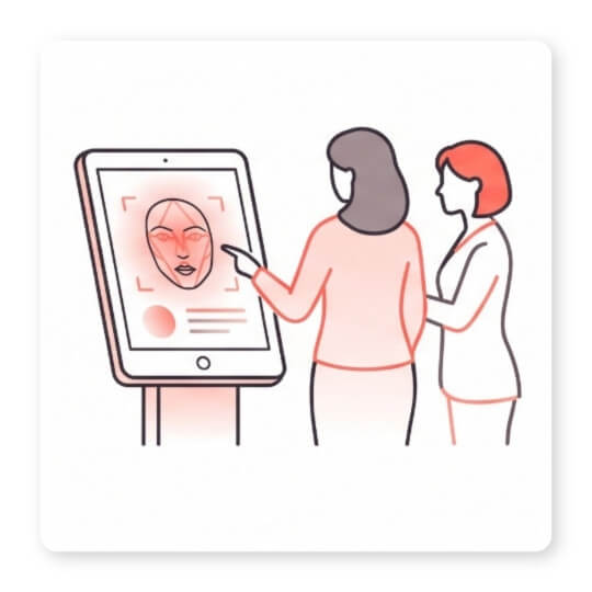 Infographic showing a face shape analysis use case for digital or in-store beauty consultations.