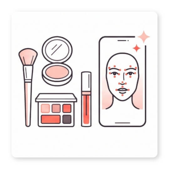 Infographic showing a face shape analysis use case for personalized makeup discovery.