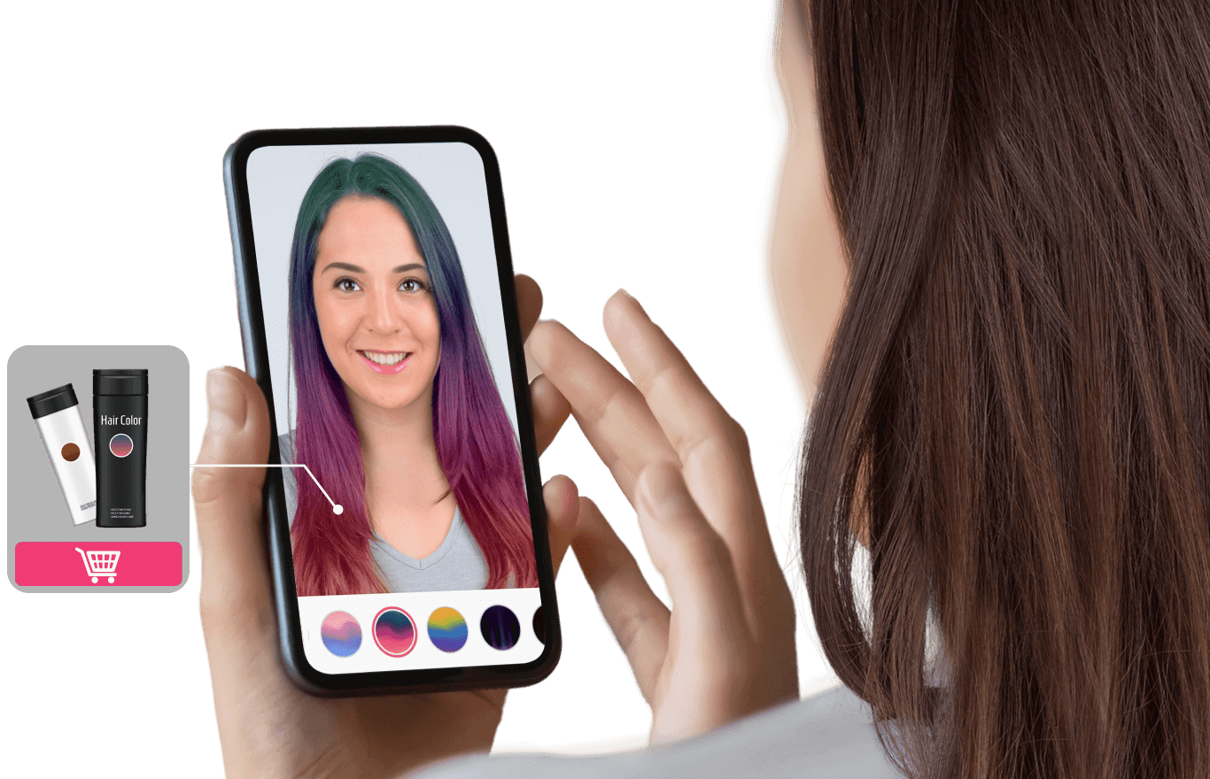 Hair dye test experience built into a brand ecommerce page