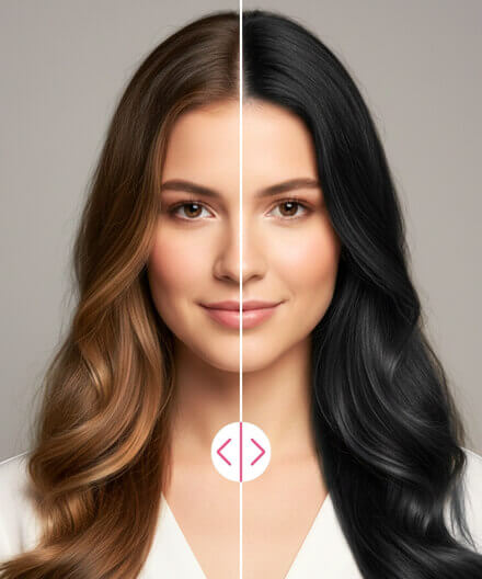 Comparing several hair color results before choosing a shade