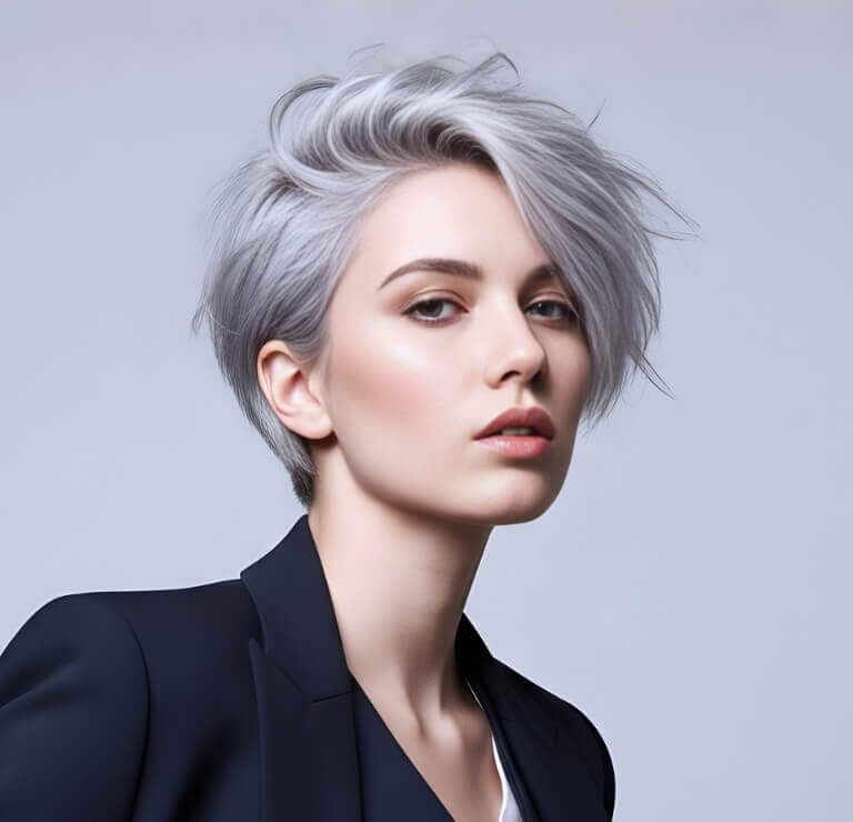 Silver hair color preview for gray blending and full coverage