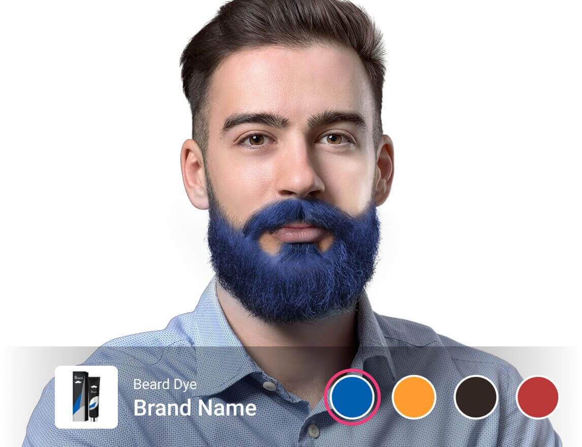 Men's grooming brand solution for AI beard dye and beard style try-on