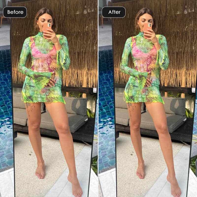 Enhance body shape for mirror selfie with YouCam Makeup