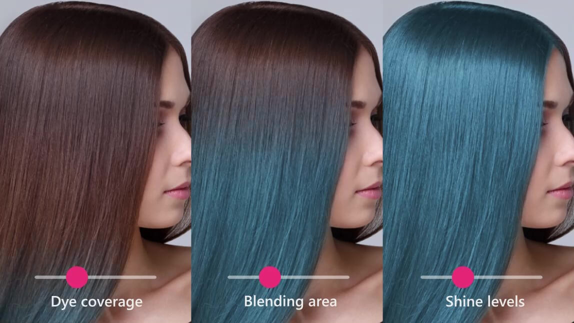 Comparing a simulated hair color result with a real one