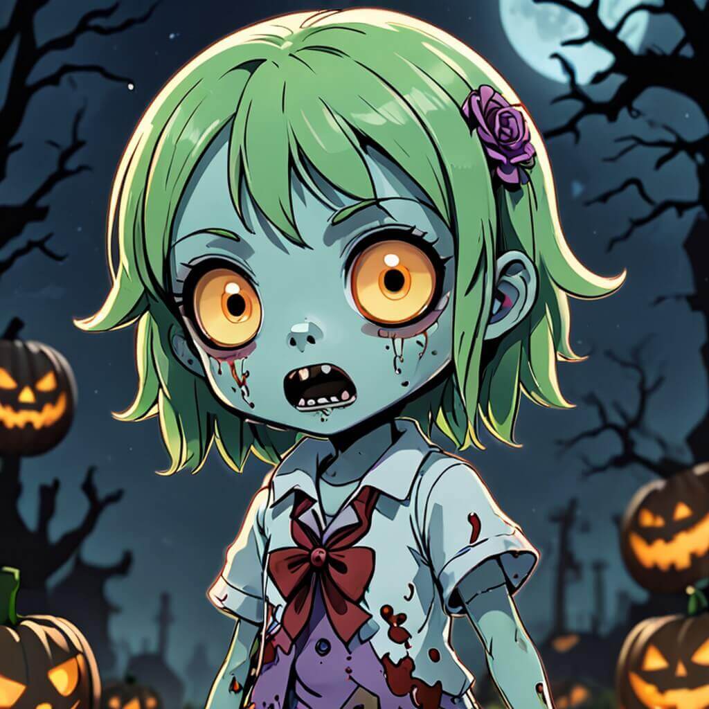 Halloween image dessin animé : Frankenstein fille