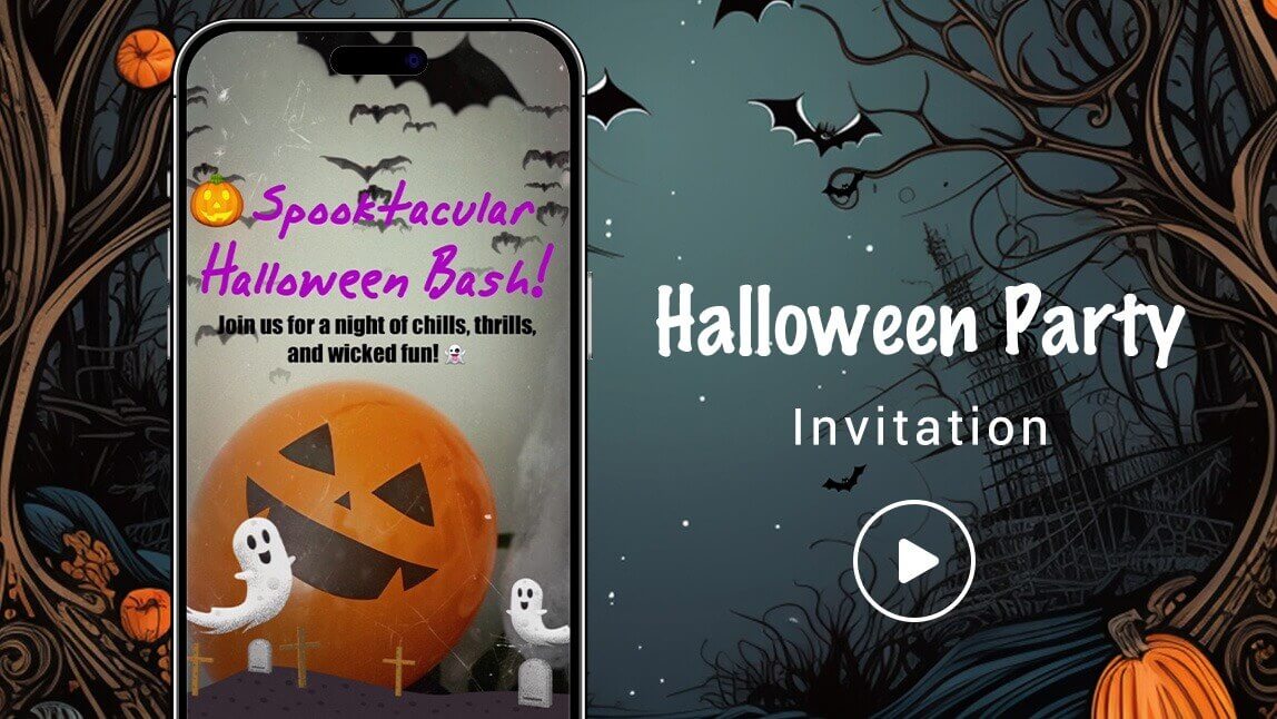 Créez de terrifiantes invitations vidéo pour votre prochaine fête d’Halloween.