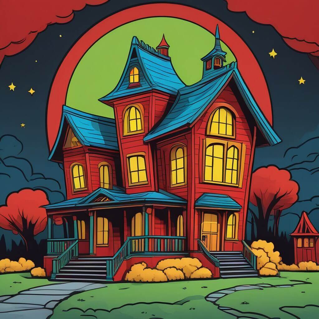 Halloween image dessin animé : maison hanté