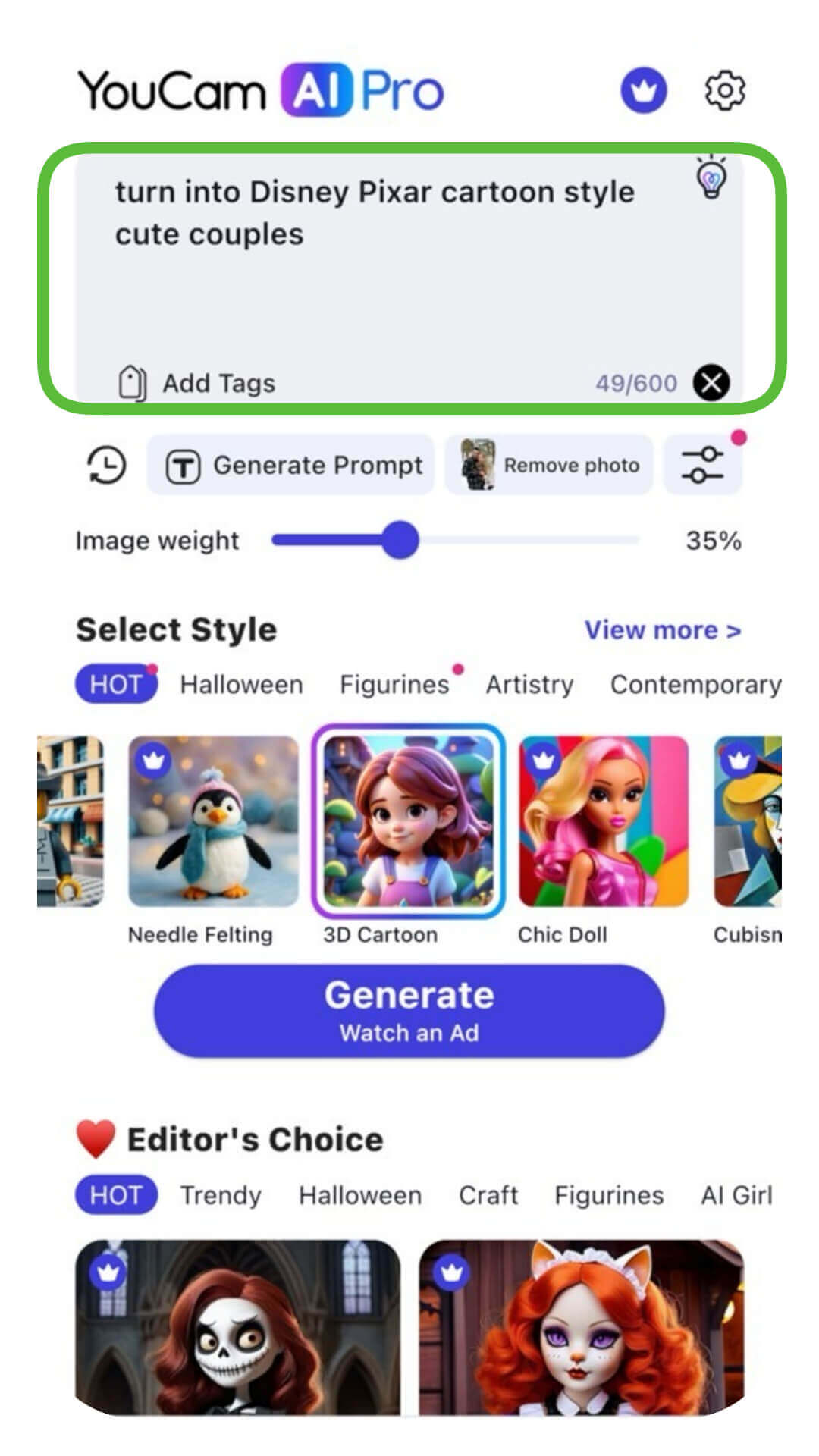 IA qui génére image Disney