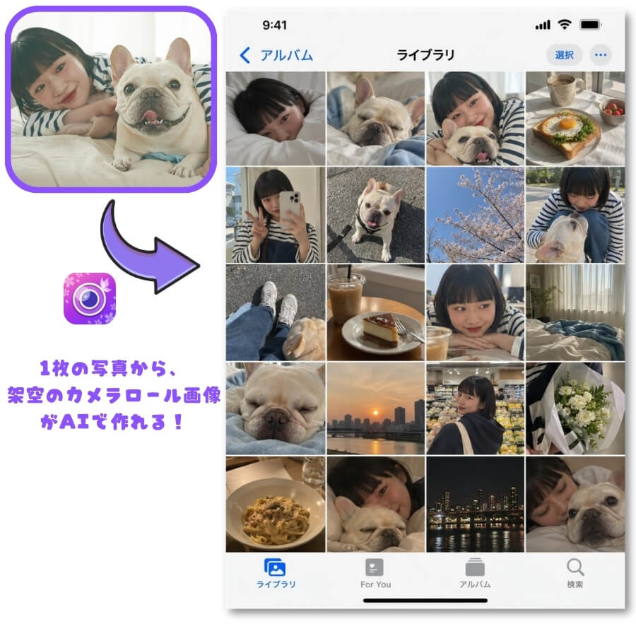 AIで架空の1日のカメラロール画像が作れる! AIで架空の1日のカメラロール画像が作れる!