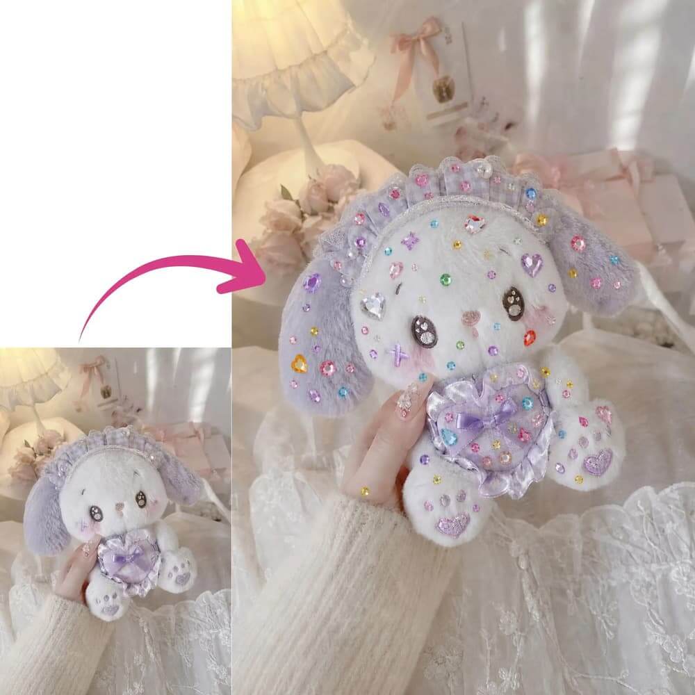 ぬいぐるみ画像をAIでビジューデコ加工