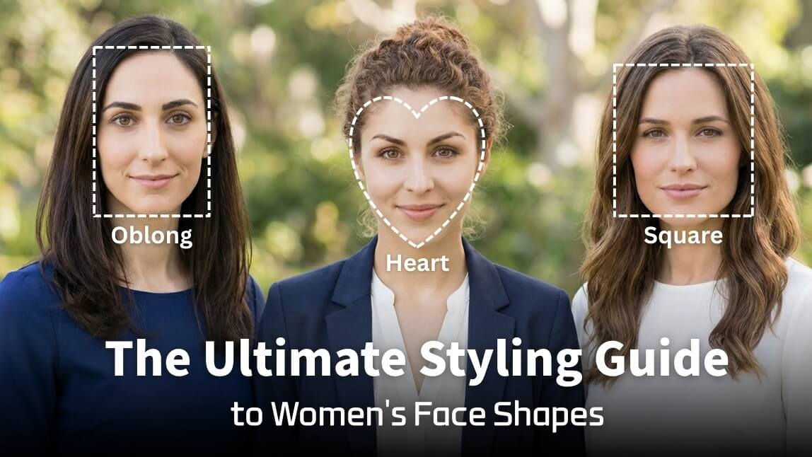 A visual guide showcasing different women's face shapes