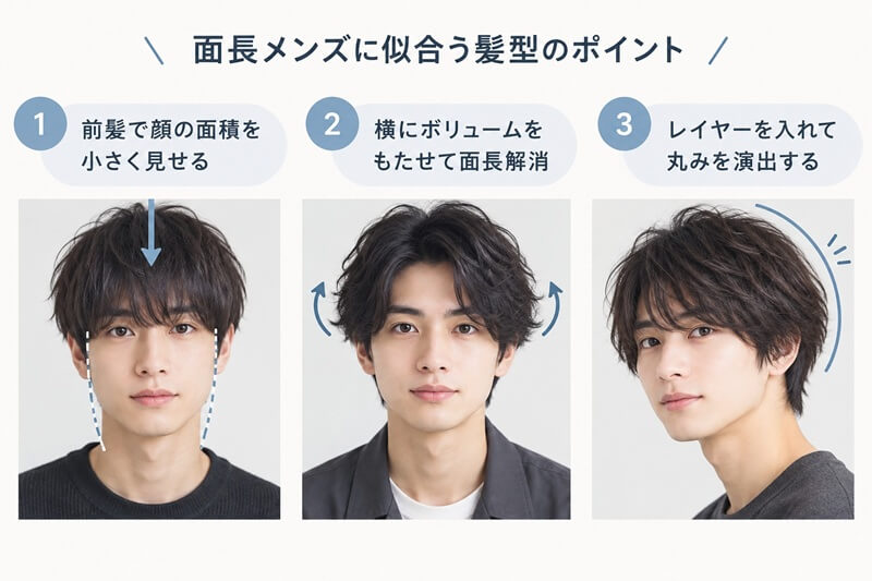 面長メンズに似合う髪型を考える際のポイント 面長メンズに似合う髪型を考える際のポイント