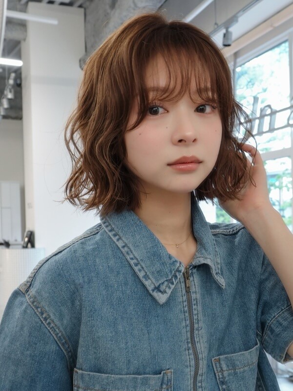 丸顔に合うボブパーマ