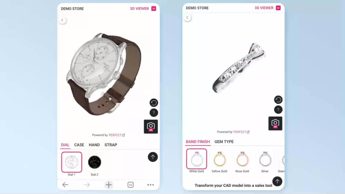 Browser based AR watch try on running on a phone with no app install