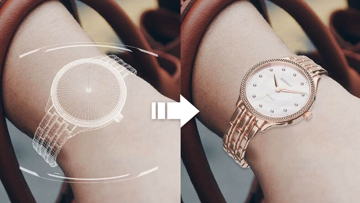 AR watch virtual try-on rendering a watch onto a real wrist