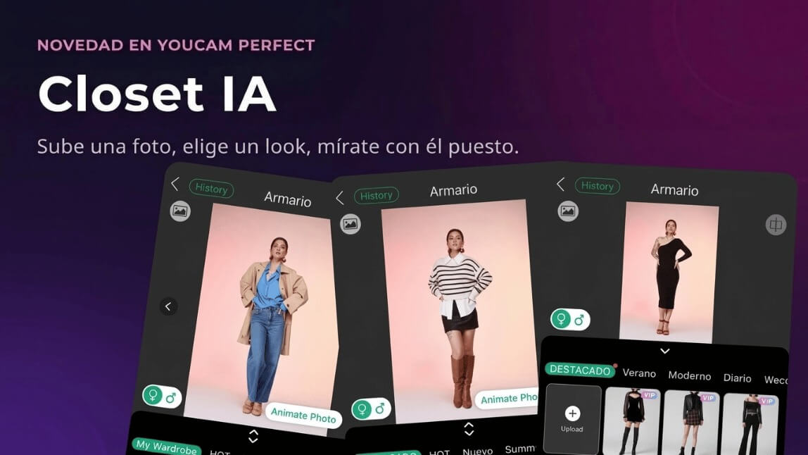 Llega el Armario IA de YouCam Perfect: prueba cualquier outfit desde una sola selfie