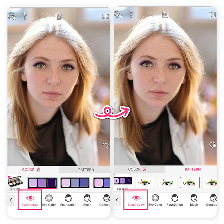 Сделайте зелёно-ореховые глаза более выразительными в YouCam Makeup Сделайте зелёно-ореховые глаза более выразительными в YouCam Makeup