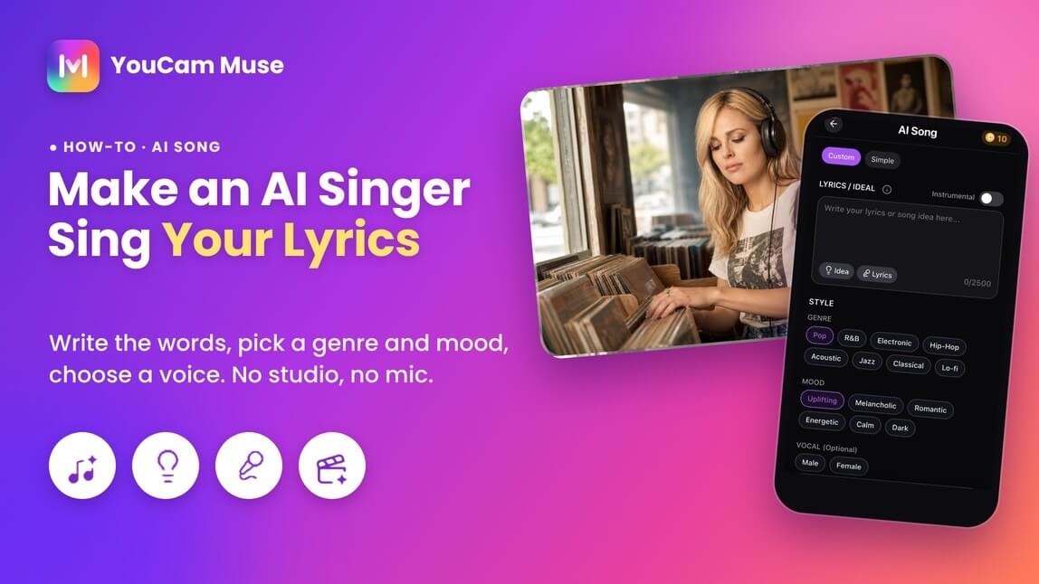 AI singer app with YouCam Muse