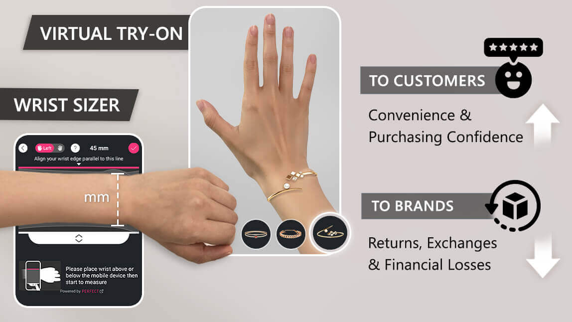 Shoppers virtually trying on different bracelet styles and designs