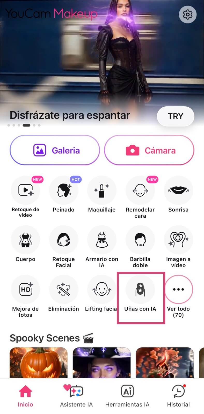YouCam Makeup Uñas con IA para Halloween.
