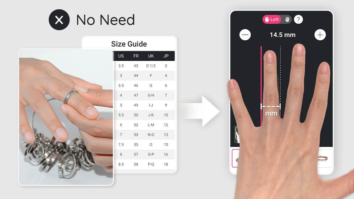 AI virtual ring sizer on a smartphone