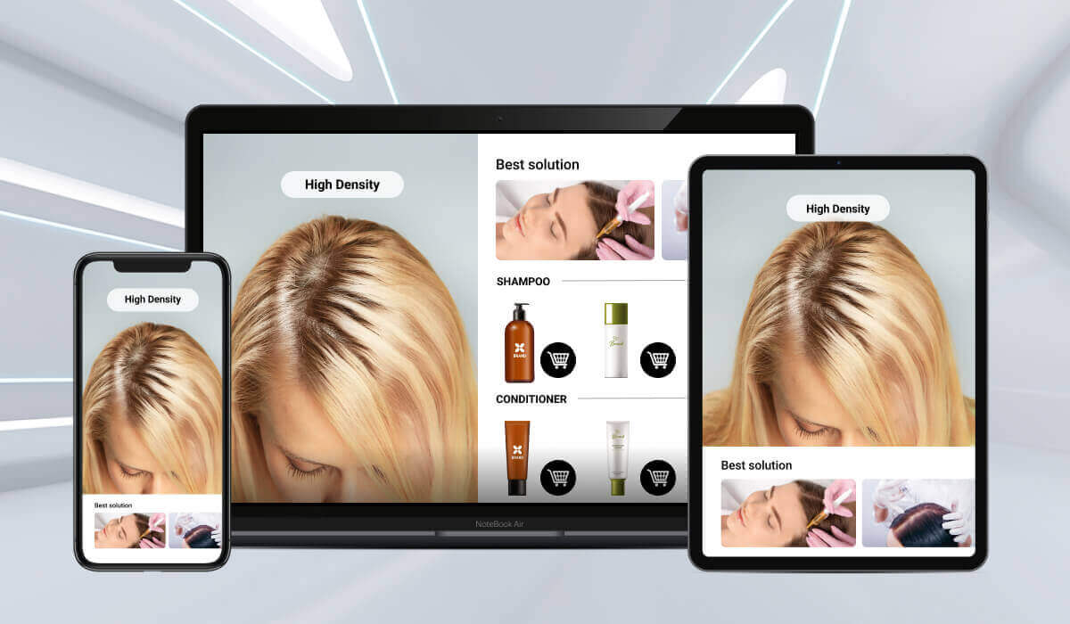 Seamless omnichannel integration of AI hair density analysis